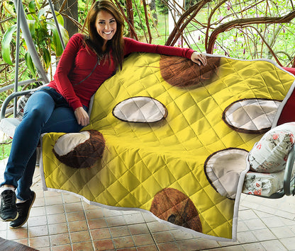 Yellow Coconut Pattern Print Quilt