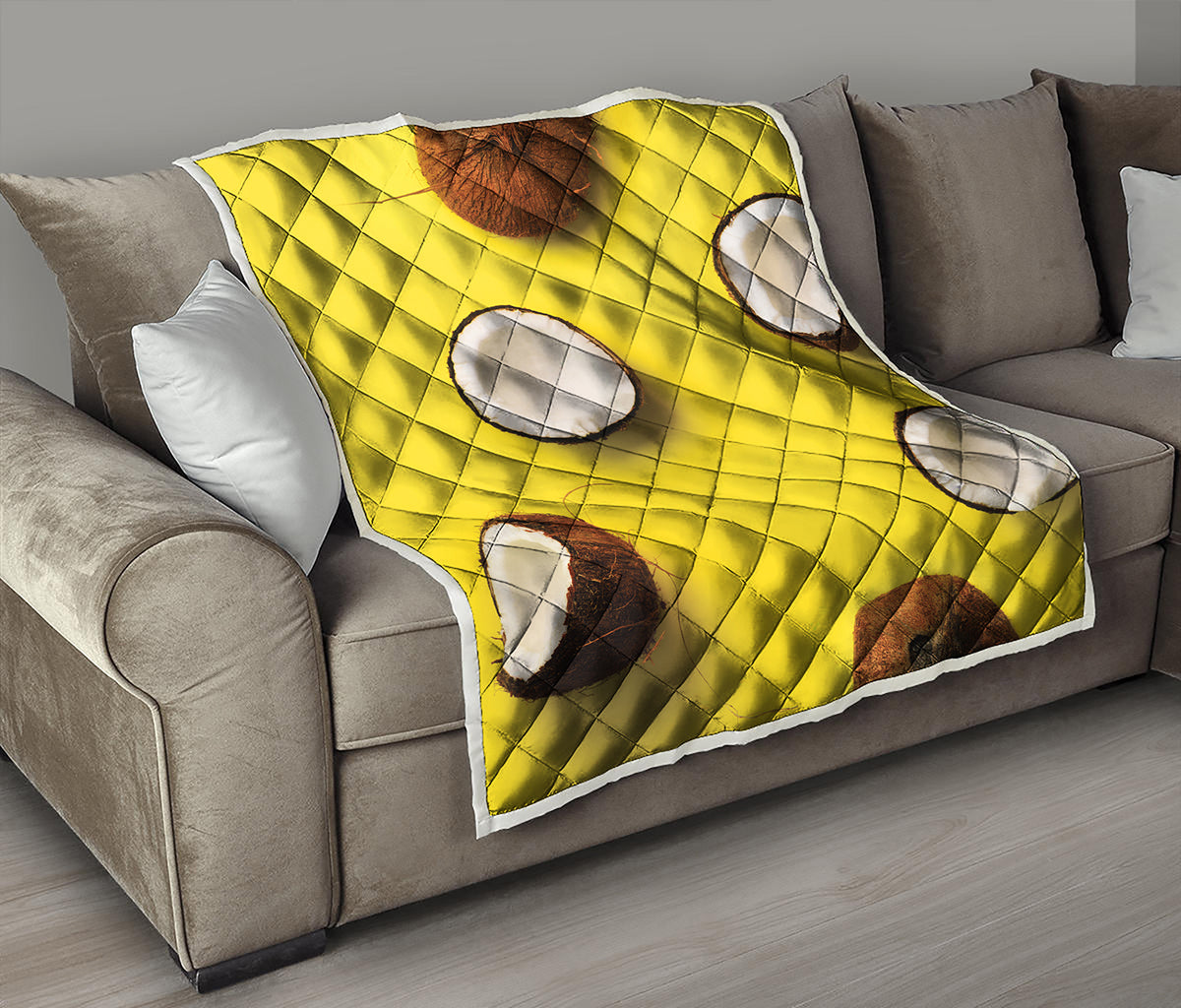 Yellow Coconut Pattern Print Quilt