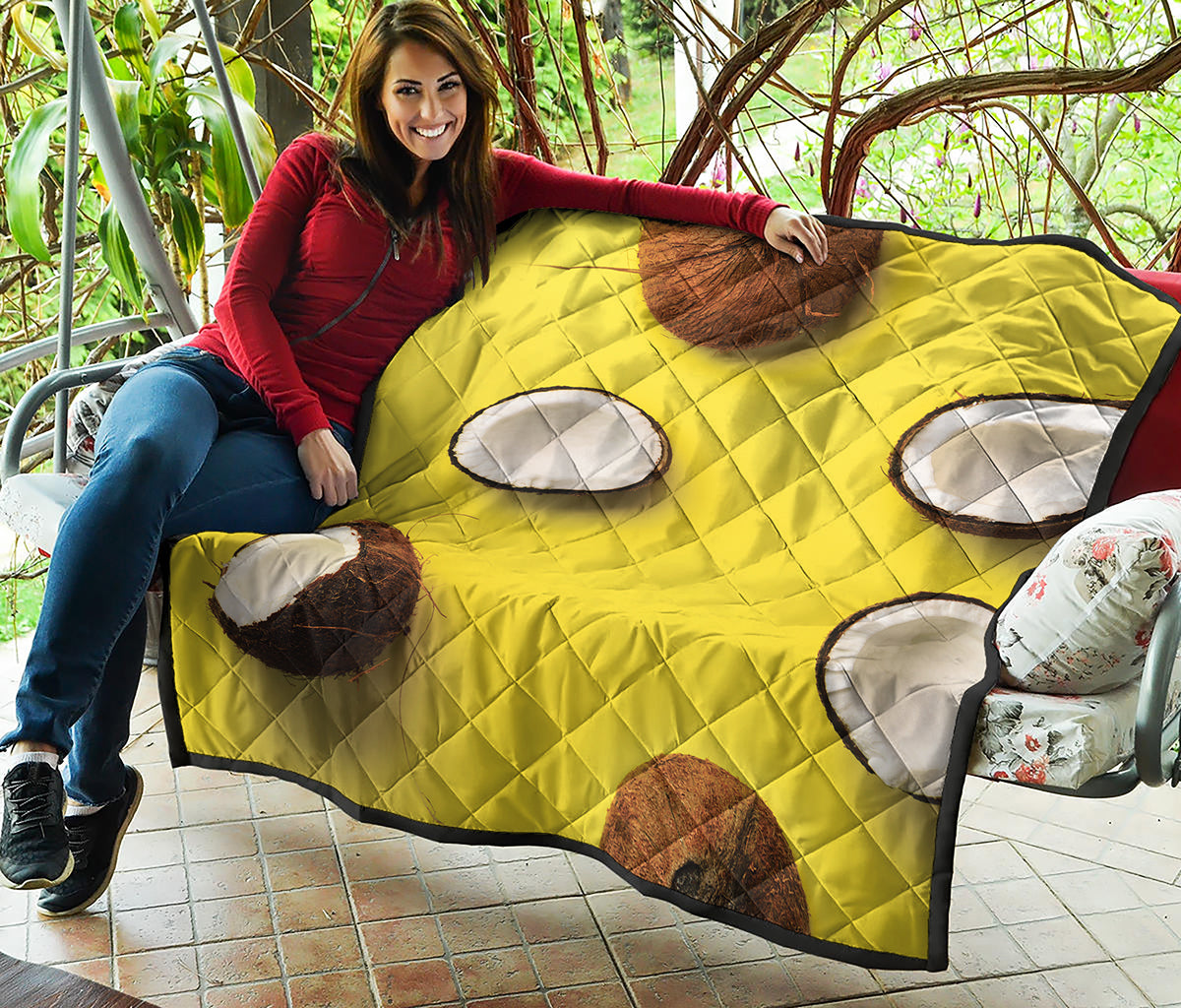 Yellow Coconut Pattern Print Quilt