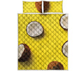 Yellow Coconut Pattern Print Quilt Bed Set