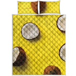 Yellow Coconut Pattern Print Quilt Bed Set