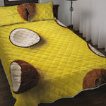 Yellow Coconut Pattern Print Quilt Bed Set