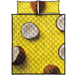 Yellow Coconut Pattern Print Quilt Bed Set