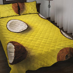 Yellow Coconut Pattern Print Quilt Bed Set