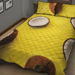 Yellow Coconut Pattern Print Quilt Bed Set