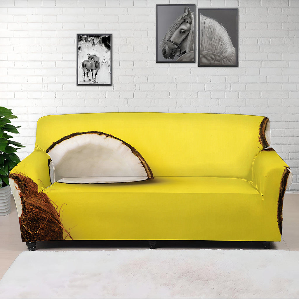 Yellow Coconut Pattern Print Sofa Cover
