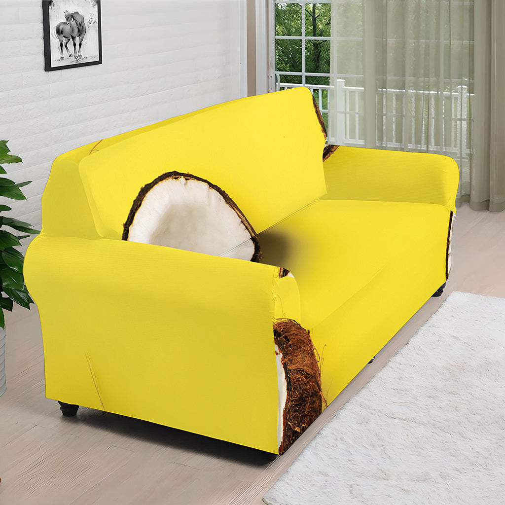 Yellow Coconut Pattern Print Sofa Cover