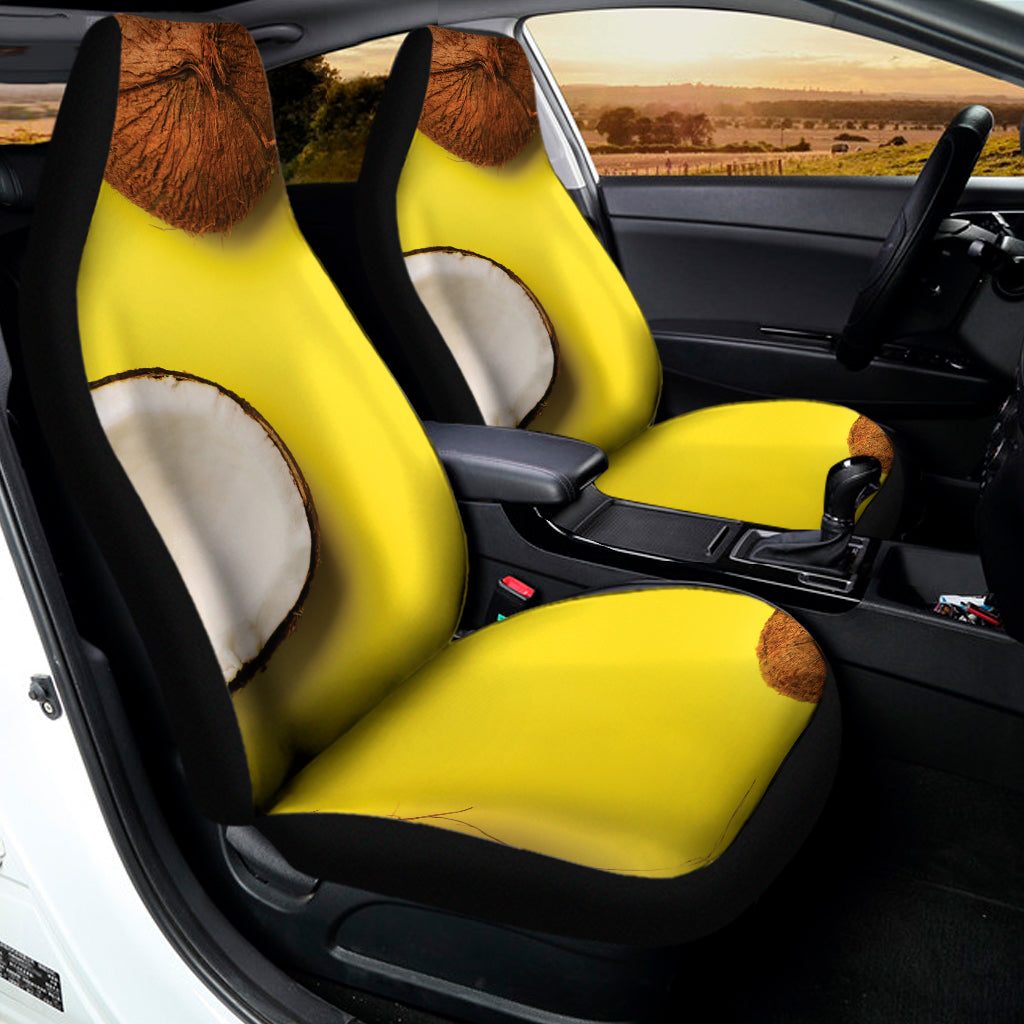 Yellow Coconut Pattern Print Universal Fit Car Seat Covers