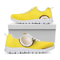 Yellow Coconut Pattern Print White Running Shoes