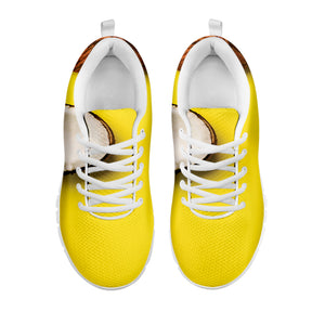 Yellow Coconut Pattern Print White Sneakers