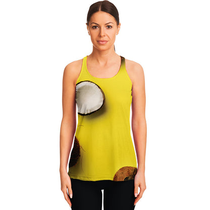 Yellow Coconut Pattern Print Women's Racerback Tank Top