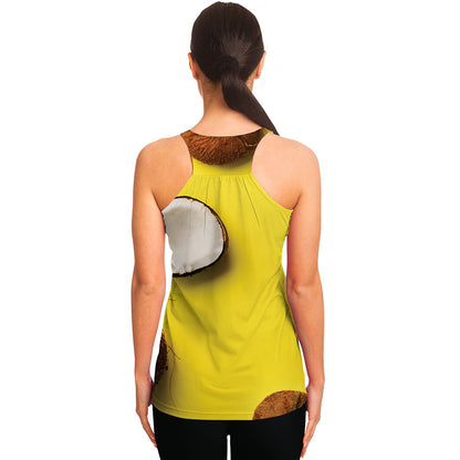 Yellow Coconut Pattern Print Women's Racerback Tank Top