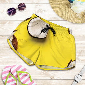 Yellow Coconut Pattern Print Women's Shorts