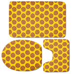 Yellow Cookie Pattern Print 3 Piece Bath Mat Set