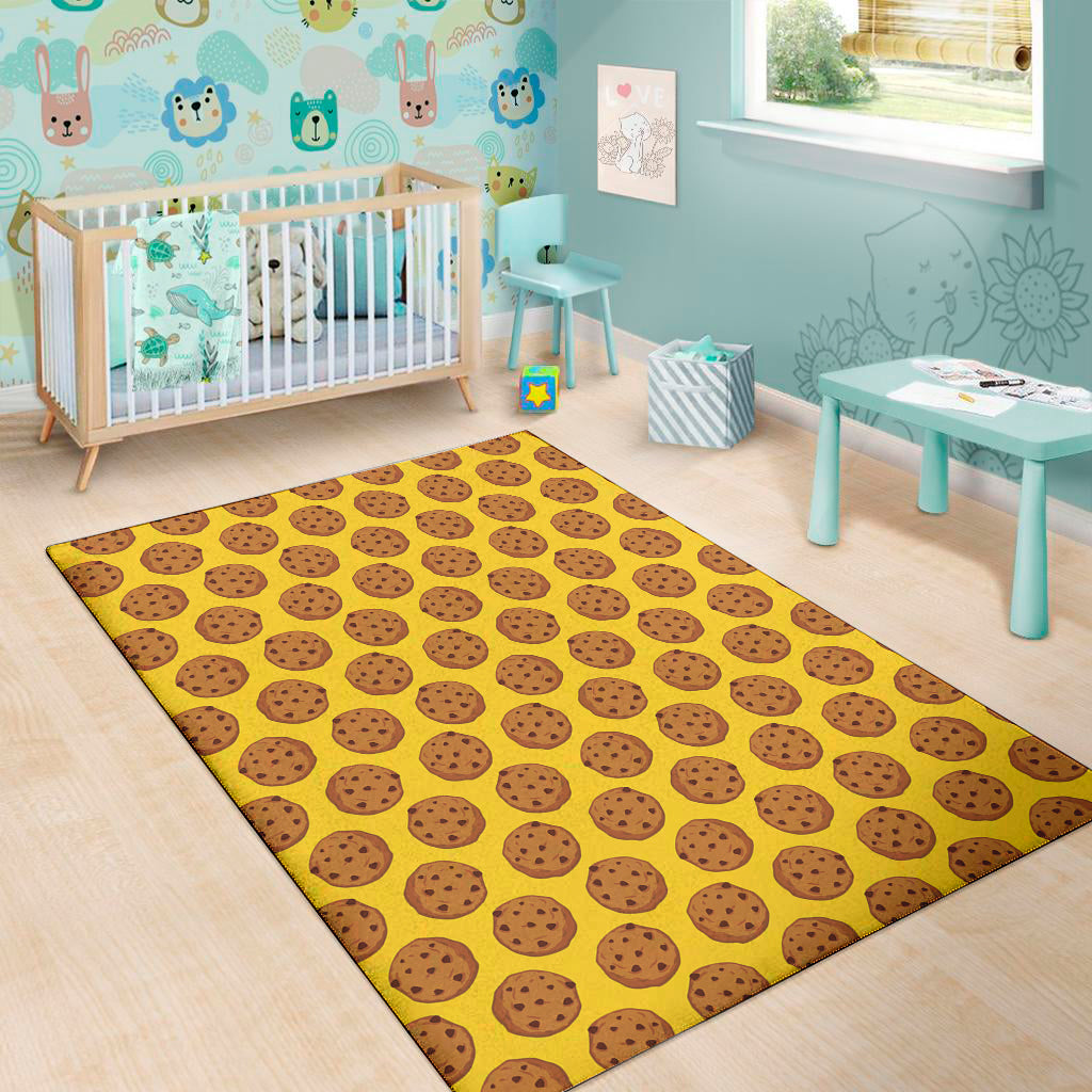 Yellow Cookie Pattern Print Area Rug