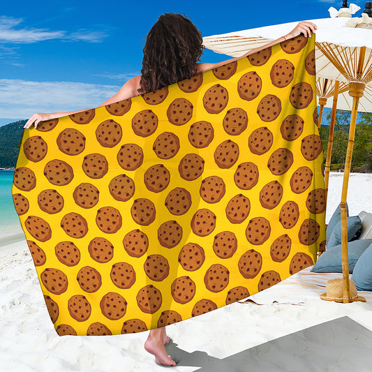 Yellow Cookie Pattern Print Beach Sarong Wrap