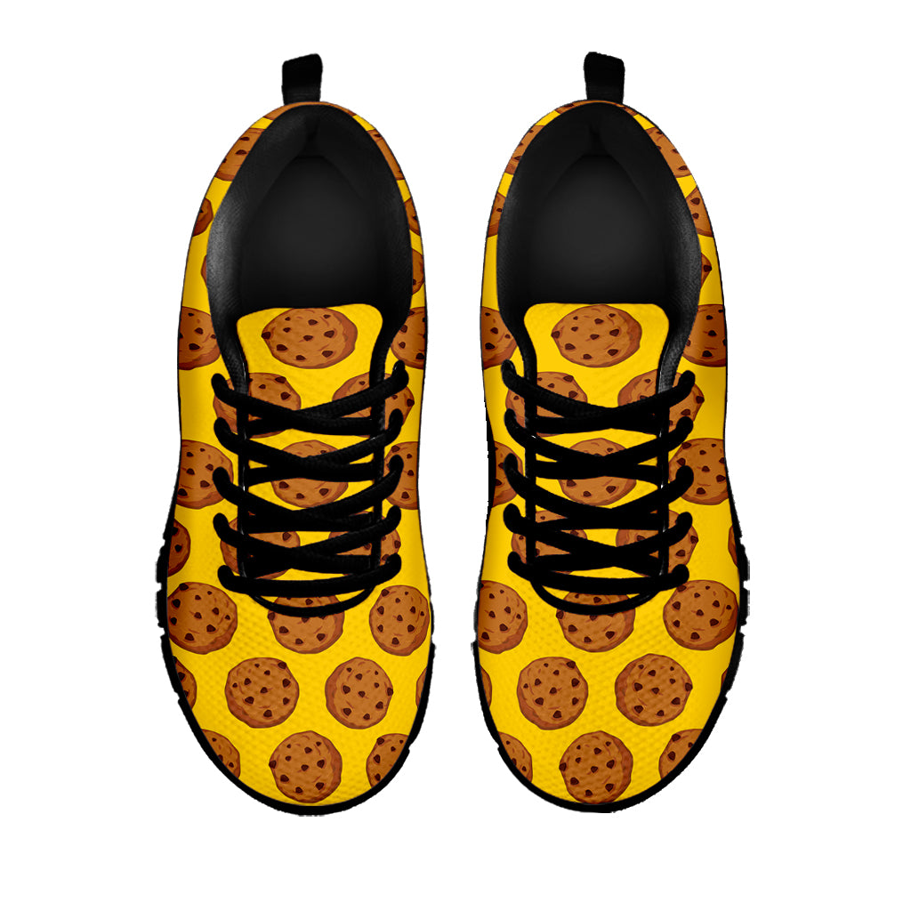 Yellow Cookie Pattern Print Black Sneakers