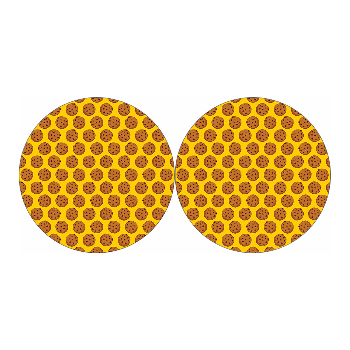 Yellow Cookie Pattern Print Car Coasters