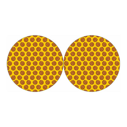 Yellow Cookie Pattern Print Car Coasters