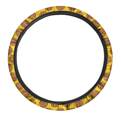 Yellow Cookie Pattern Print Car Steering Wheel Cover