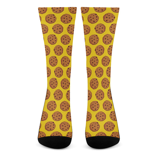 Yellow Cookie Pattern Print Crew Socks