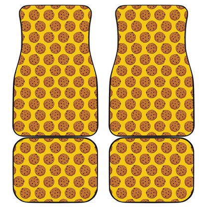 Yellow Cookie Pattern Print Front and Back Car Floor Mats