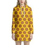 Yellow Cookie Pattern Print Hoodie Dress