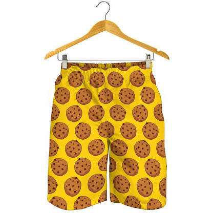 Yellow Cookie Pattern Print Men's Shorts