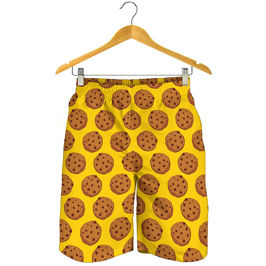 Yellow Cookie Pattern Print Men's Shorts