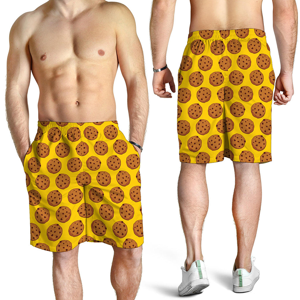 Yellow Cookie Pattern Print Men's Shorts