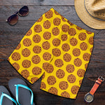 Yellow Cookie Pattern Print Men's Shorts