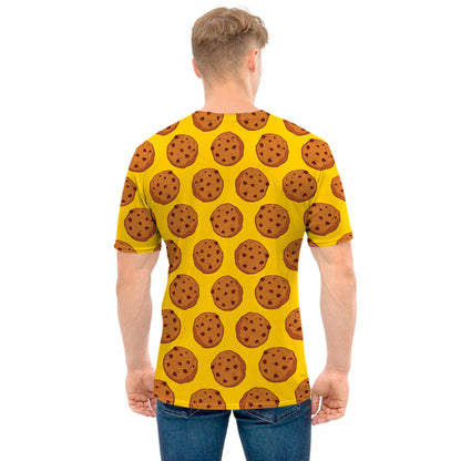 Yellow Cookie Pattern Print Men's T-Shirt