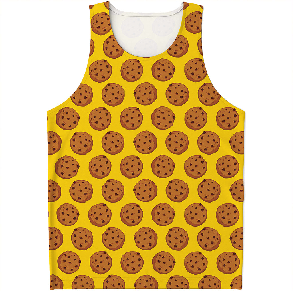 Yellow Cookie Pattern Print Men's Tank Top