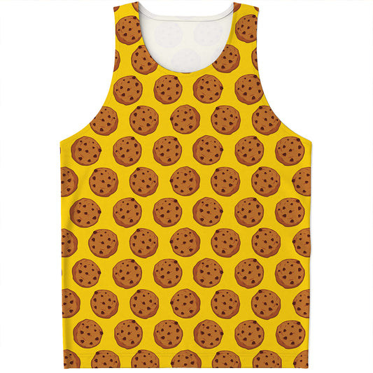 Yellow Cookie Pattern Print Men's Tank Top