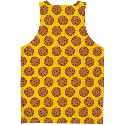Yellow Cookie Pattern Print Men's Tank Top
