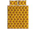 Yellow Cookie Pattern Print Quilt Bed Set