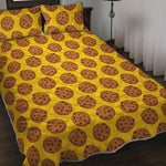 Yellow Cookie Pattern Print Quilt Bed Set