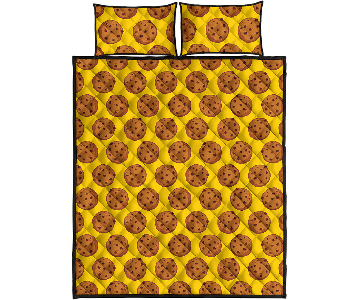 Yellow Cookie Pattern Print Quilt Bed Set