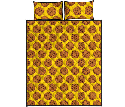 Yellow Cookie Pattern Print Quilt Bed Set