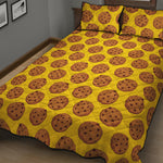 Yellow Cookie Pattern Print Quilt Bed Set