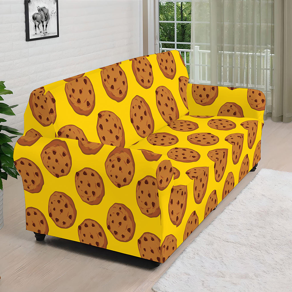 Yellow Cookie Pattern Print Sofa Cover