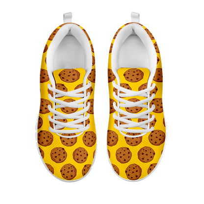 Yellow Cookie Pattern Print White Sneakers