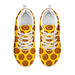 Yellow Cookie Pattern Print White Sneakers