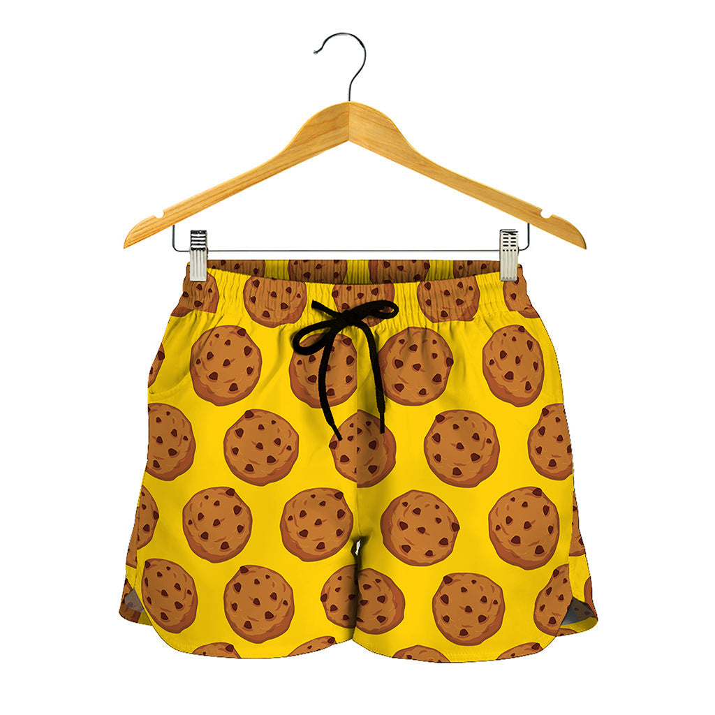 Yellow Cookie Pattern Print Women's Shorts
