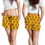 Yellow Cookie Pattern Print Women's Shorts