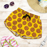 Yellow Cookie Pattern Print Women's Shorts