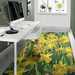 Yellow Daffodil Flower Print Area Rug
