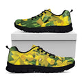 Yellow Daffodil Flower Print Black Running Shoes
