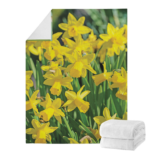 Yellow Daffodil Flower Print Blanket