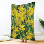 Yellow Daffodil Flower Print Blanket